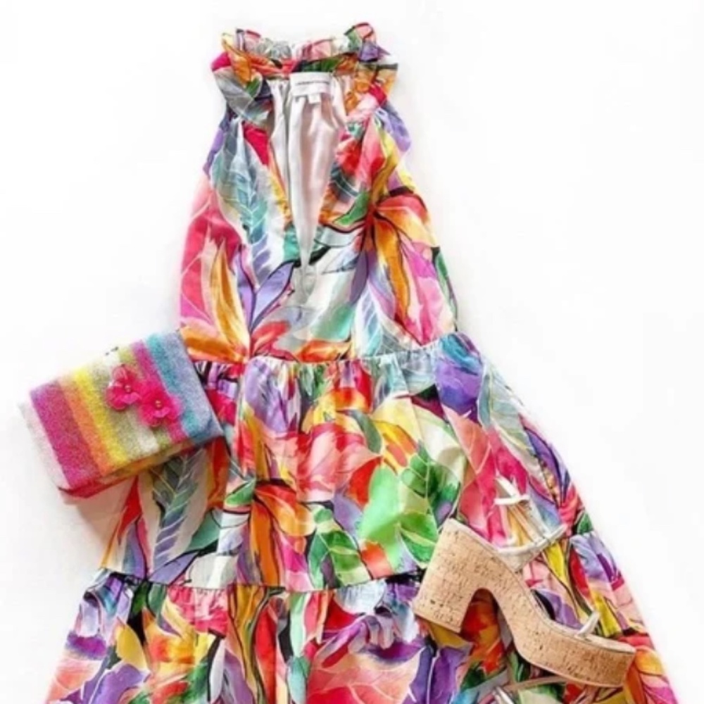 Lavender Brown Floral Dress